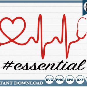 Estetoscópio Heartbeat Essential SVG - Download digital para Silhouette e Circut (inclui svg, png, eps, dxf, jpg, formatos de arquivo)