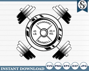 Weightlifting Barbell SVG: Gym Workout Clipart (Digital Download)