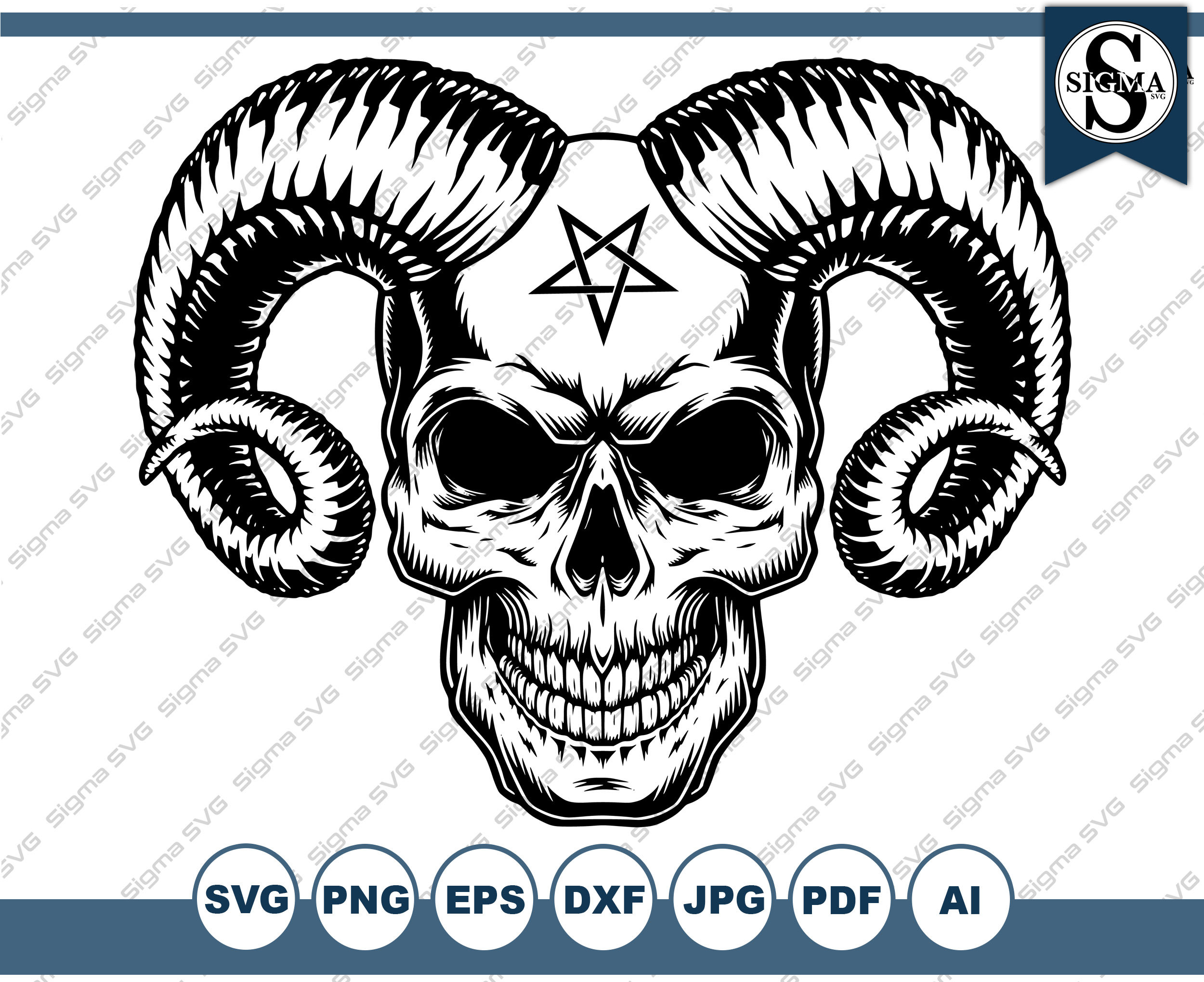 evil demon skull drawings