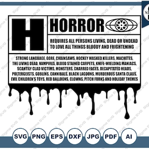 Horror SVG - Horror Movie, Horror clipart, Movie SVG  - Cricut and Silhouette, Svg, Eps, Png, Dxf, Jpg