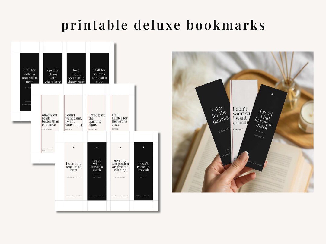 Ruination Bookmark Dark Romance Bookmark Pack | Spicy Reader Quotes | Printable Bookmarks ...