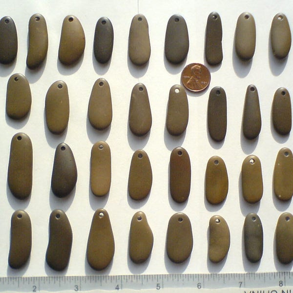 45 top drilled Genuine surf tumbled sea beach pebbles rock stone for jewelry 28-42 mm in length