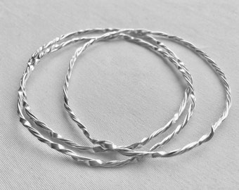 Set of 3 Twisted Sterling Silver Bangles