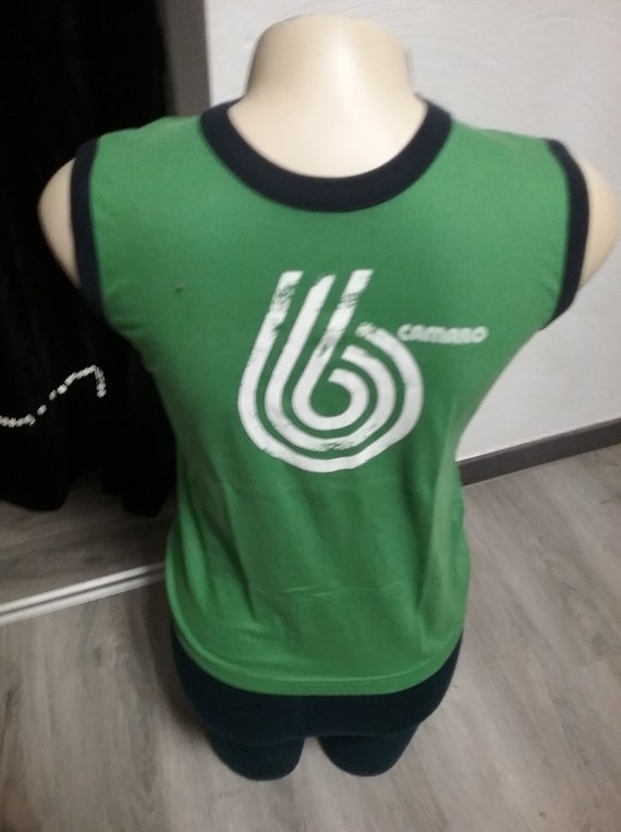 Sale 30% tank top, sleeveless T-shirt, graphic LOGO frontside, green-white-dark blue, round neck, boys-men-boys, BIG size, Camaro, Vintage