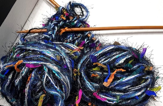 Wool, designer yarn mix, accent yarn/effect yarn/ Papyrus Live, black/multicolored, with Calif turquoise/white/pink, hand-wound, vintage wool