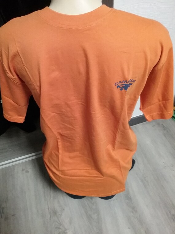 Sale 30% T-Shirt, short sleeve, graphic orange-blue LOGO round neck, Camaro, Vintage