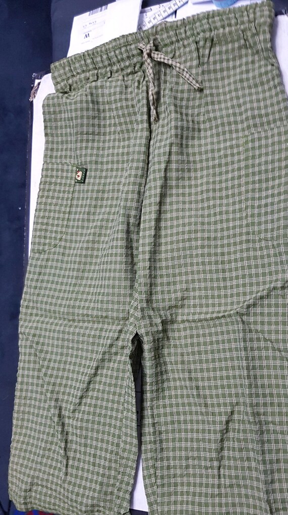 Sale 30% checked trousers, casual fabric trousers/thin, viscose, olive-natural, Young Fashion, Girls, Whoopi, Vintage
