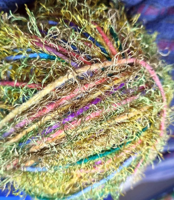 Wool, designer yarn mix, accent yarn/chunky wool for colorful tops, large supply, soft fringes, hand-wound, vintage wool