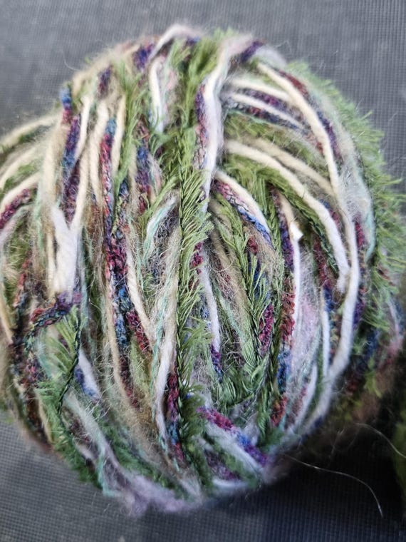 Lalena, wool, designer yarn mix, accents, stripes, cuffs, edges, chenille, hand-wound, various fiber types, vintage wool