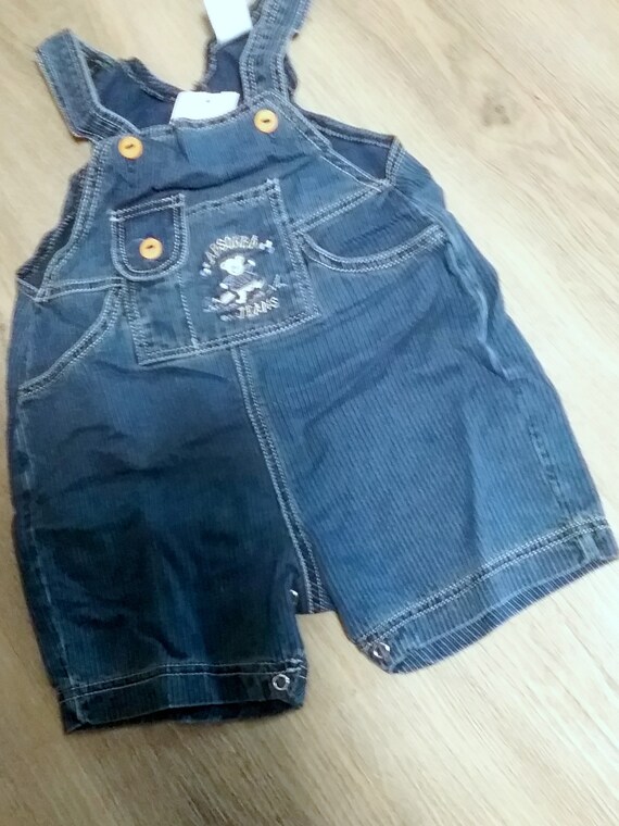 Sale 30% dungarees or dungaree bermudas, denim, jeans, short or long, graphic bear, embroidery, KIDS, Absorba, Vintage