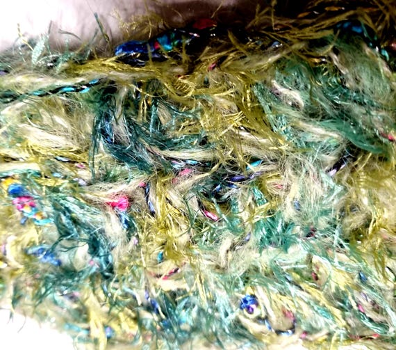 Wool, designer yarn mix, e.g. knitted shirt, crocheted top, hand-wound, various fiber types, light base color with Firenze black variegated, vintage wool