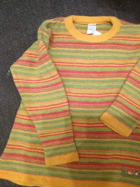 Sale 30% sweater, pullover, woolly striped sweater, striped knit shirt, orange-yellow-green, girls, girls, Absorba, Vintage