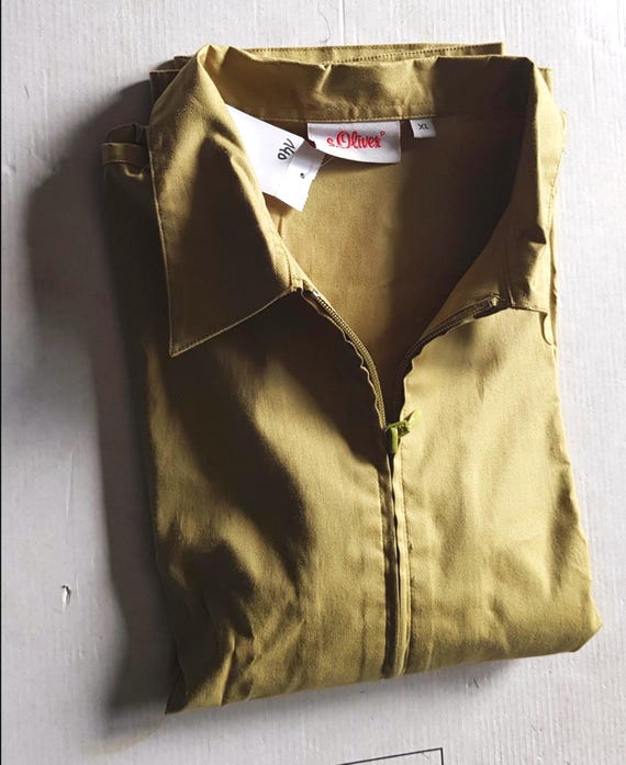 Sale 30% blouse, shirt, 3/4 sleeve, green, zipper, other details, size information, girls, women, cotton, elastic, S. Oliver, Vintage