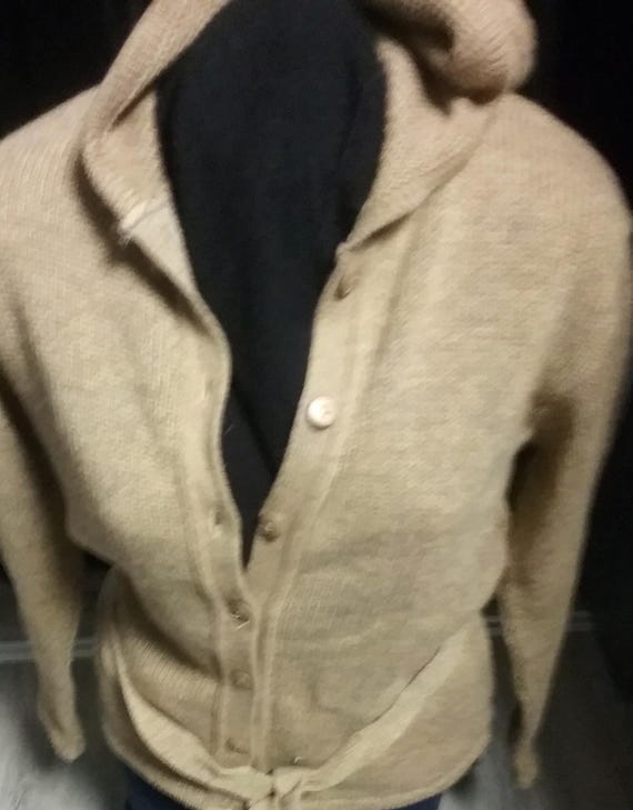 Sale 30% Cardigan, Cardigan, Hood, camel-light brown, Hooded jacket, Short size, Measurement, TP, Vintage