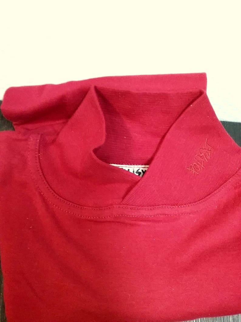 Sweater long sleeve shirt longsleeve turtle neck over-flush cuffs embroidered logo girl teens women XS S M L XL Ma\u00dfanabe Vintage