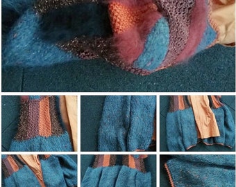 Jacket, cardigan, bolero, short jacket, mohair, angora, fancy yarn, high quality, size one size big, measurements, vintage