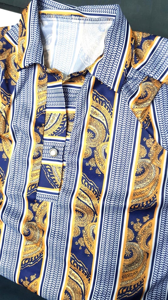 Sale 30% T-shirt, polo shirt, short size, extra wide, blue/curry/white, collar, lapel, buttons, ladies, women, vintage