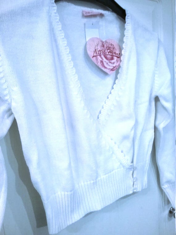 Sale 30% Cardigan, Jacket, White Wrap Jacket, Girls, Communion, Festive, Little Heart, Size Chart, Cotton, Vintage