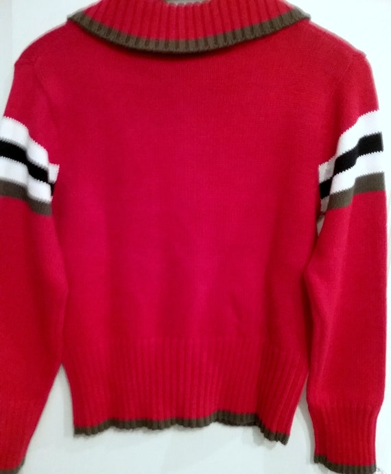 Sale 30% cardigan, red or white, color stripe details, more sizes, custom made, girls, alterations possible, Blue Seven, old times