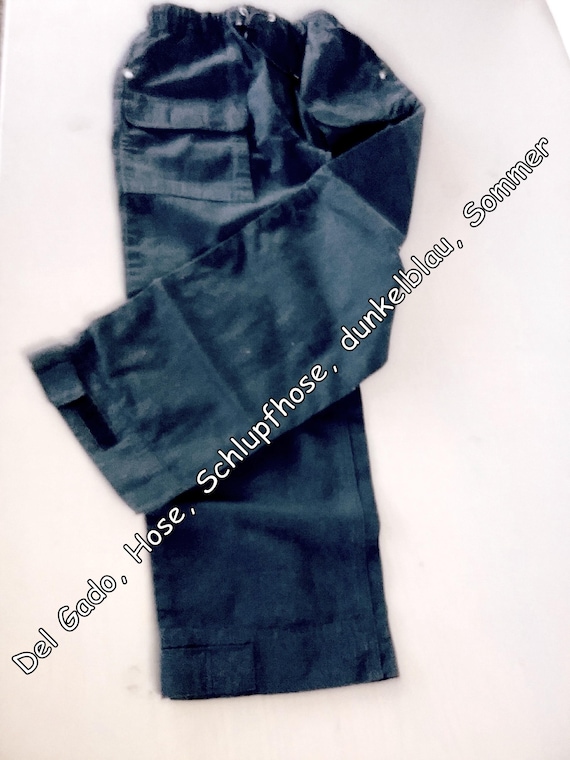 Sale 30%, long trousers, casual summer trousers, wide leg, straight fit, dark blue + beige, Young Fashion + Adults, Gender, del Gado, Vintage