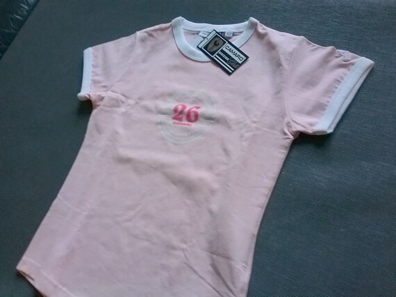 Sale 30% T-Shirt, short sleeve, graphic number 26, pink-white, cotton, elastane, girls, Camaro, vintage