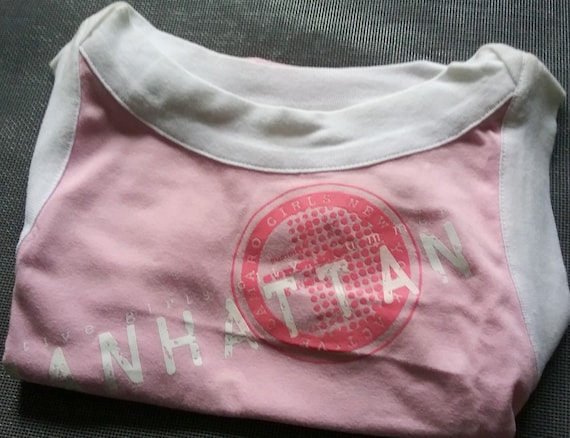 Sale 30% Tank top, sleeveless T-shirt, graphic- Manhattan- pink- white, submarine, cotton, girls, girls, Camaro, vintage