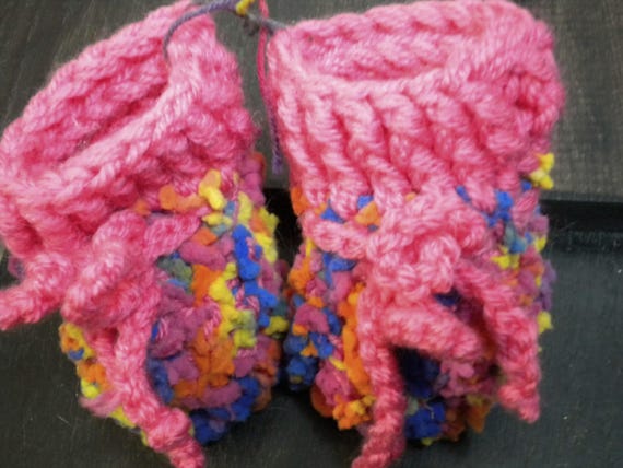 Slippers, booties, crochet shoes, various sizes, foot length, material mix - unique, handmade