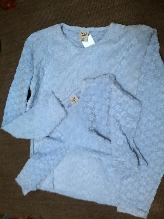 Sale 30% sweater, long-sleeved shirt, mother+child, transition, light blue, overlaid pattern, girls, women, girls, del Gado, vintage