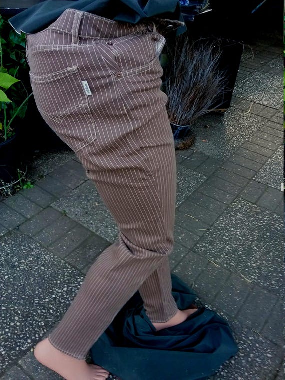 SALE 30% striped trousers, stretch trousers, brown/natural/striped, size information, kids+ adults, gender, S. Oliver, Vintage