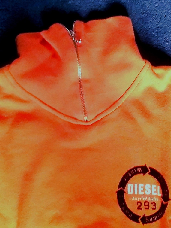 Sale 30% Diesel, sweatshirt, orange, round logo, lettered hem, roughened seasons, 12/ XS/ 152 size vintage