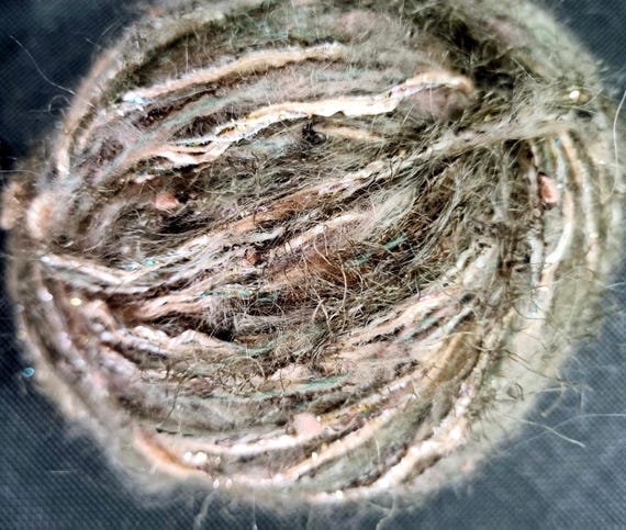 Wool, designer yarn mix, accent yarn/chunky wool for cardigans/sweaters, gold rain/minouche, textured hand-wound yarn, vintage wool