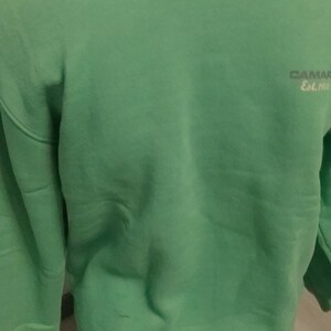Sale 30% Sweater, sweatshirt, graphic- small LOGO frontside, plain green, cotton, polyester, adult, gender, Camaro, vintage image 2