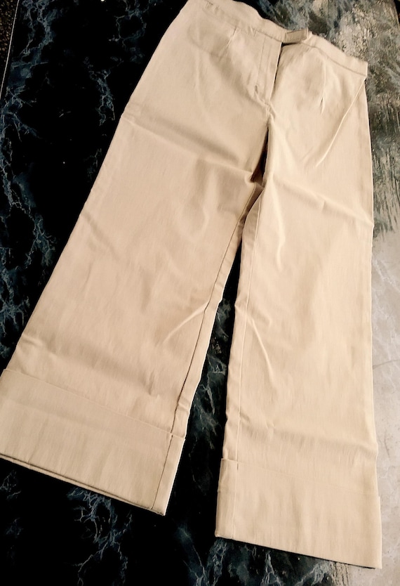 SALE 30% Pants, turn-up trousers 7/8/ or long leg, straight cut, beige, zipper, viscose/mix, Young Fashion, Gender, S. Oliver, Vintage