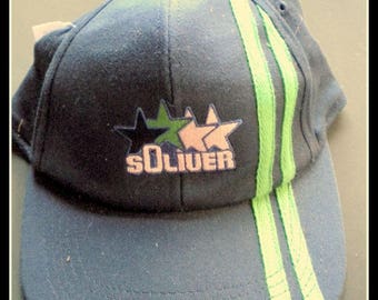 Cap, Kappe, S. Oliver, Logo, dunkelblau, grüne Streifen, Baseballcap, Trucker, Mütze, Vintage