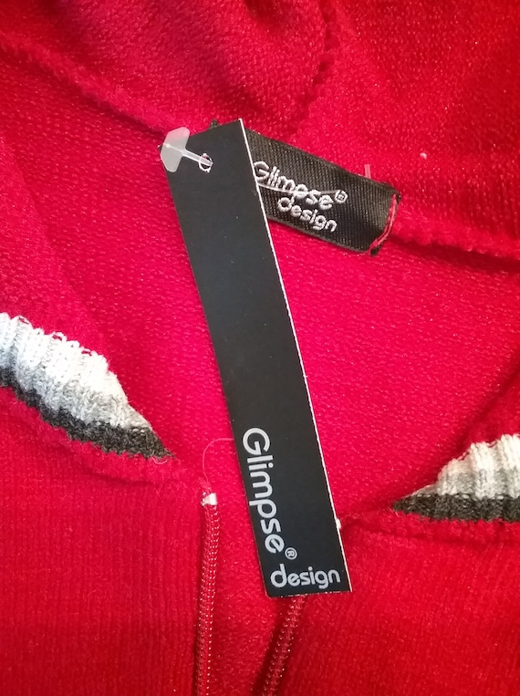 Kapuzenjacke, Hoodie, Bolero, kurze Strickjacke, rot oder orange, Ränder gestreift, one Size, Maßangabe, Vintage Kapuzenjacke, Hoodie, Bolero, kurze Strickjacke, rot oder orange, Ränder gestreift, one Size, Maßangabe, Vintage