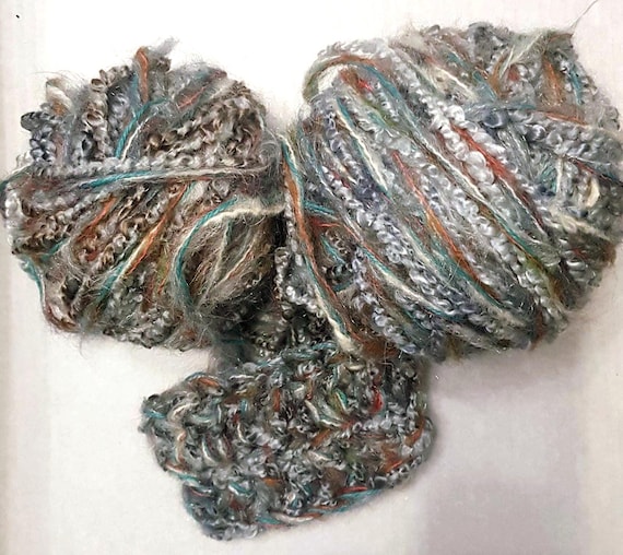 Wool, designer yarn mix, accent yarn/chunky wool for cardigans/sweaters, mirage/boucle, gradient yarn, hand-wound, vintage wool