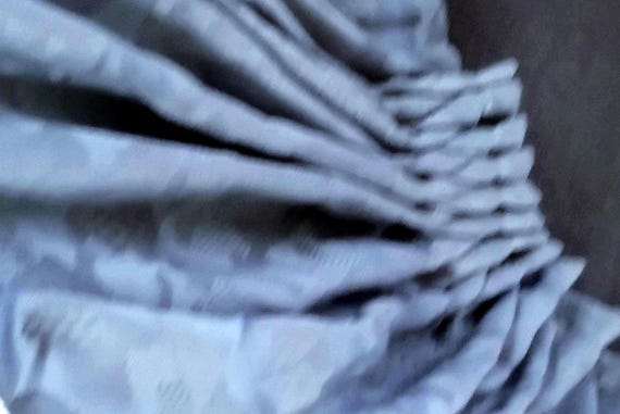 Over curtain, curtain scarf, shades of blue, old pattern, soft flowing fabric, note dimensions, vintage