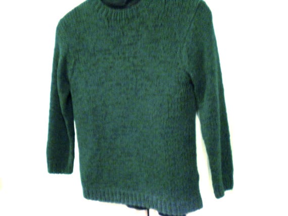 Sale 30% sweater, pullover, ribbon, hand-knitted look, casual, short form, boxy, stockinette stitch, dark green, girls, women, S. Oliver, vintage