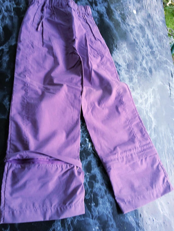 SALE 30% Pull-on trousers, Capri 7/8, detachable with zipper, wide leg, pockets, purple, cotton/polyamide, kids, girls, S. Oliver Vintage