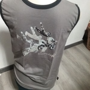 Sale 30% tank top, sleeveless T-shirt, graphic LOGO, anthra-blue-grey, BIG sizes, Bad Mad, Vintage