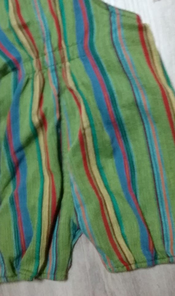Sale 30% long trousers, striped pull-on trousers, textured cotton, searsucker, orange-green-multicolored, Baby/KIDS, Gender, Gasser, Vintage