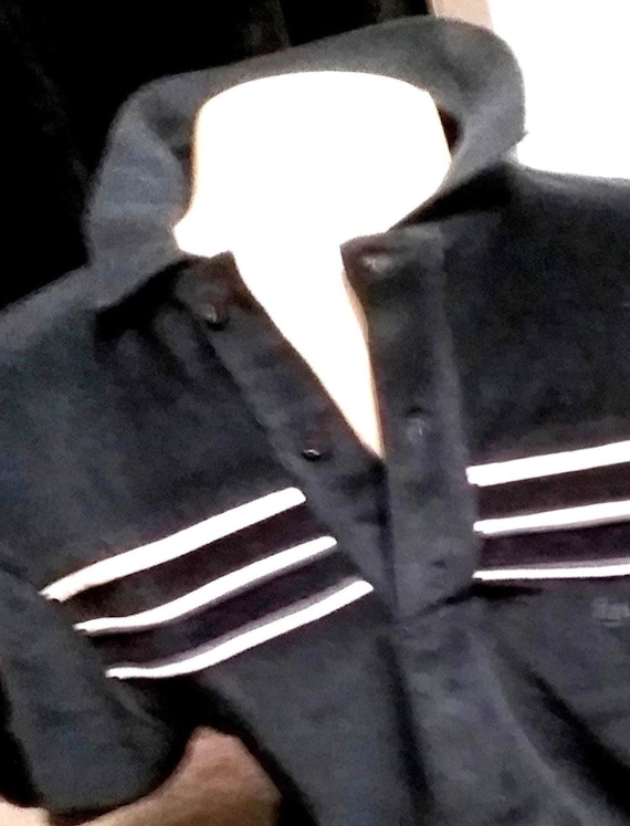 Sale 30% T-shirt, polo shirt, velour velour, short sleeve, collar, buttons, black, white chest stripes, LOGO, Gender, BIGHome Boy, Vintage