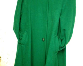Green women's coat, size 44-46, short, woolly, kimono, hanger, 90s, Steilmann, vintage