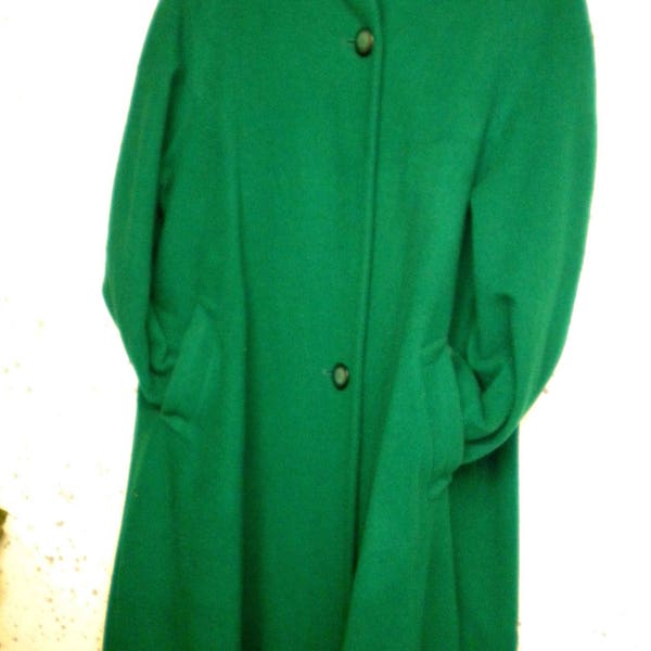 Manteau femme vert, taille 44-46, court, laineux, kimono, cintre, années 90, Steilmann, vintage