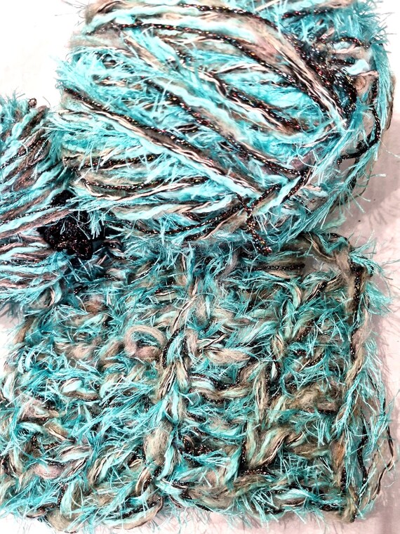 Wool, designer yarn mix, accent yarn/effect yarn/ extra soft, Rumba mint green - hand-wound, vintage wool