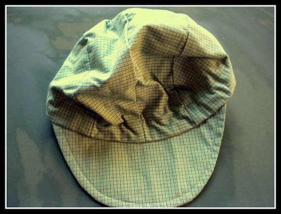 Sale 30% Cap Summer Cap Checkered Cap Peppino Green-Blue Vintage Children's Fashion 1990s