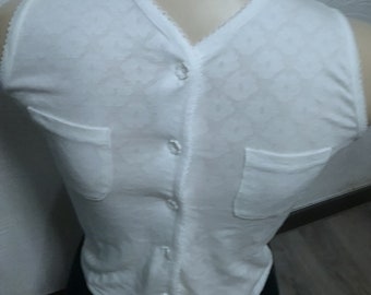 Tank top, sleeveless shirt-vest, 2 chest pockets, other details, white pattern, girls, girls, Del Gado, vintage