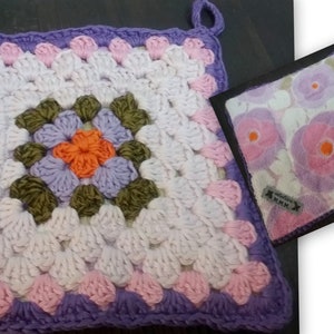 Agarraderas hechas a mano Página 2 Granny Squares con tela, accesorios para el hogar, regalos imagen 3