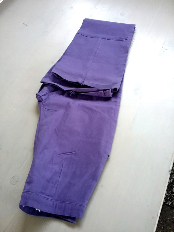 SALE 30% Flared trousers, long leg, wide flare, purple, zipper on the leg from 7/8 to hem, Young Fashion, Girls, Women, S. Oliver, Vintage