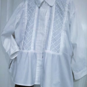 Sale 30% Hemd, Bluse, Overshirt, Tunika, Kragen- Knöpfe, weiß, Karomuster Ton in Ton, BIG, Baumwolle, KIDS, Mädchen, S.Oliver, Vintage